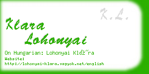 klara lohonyai business card